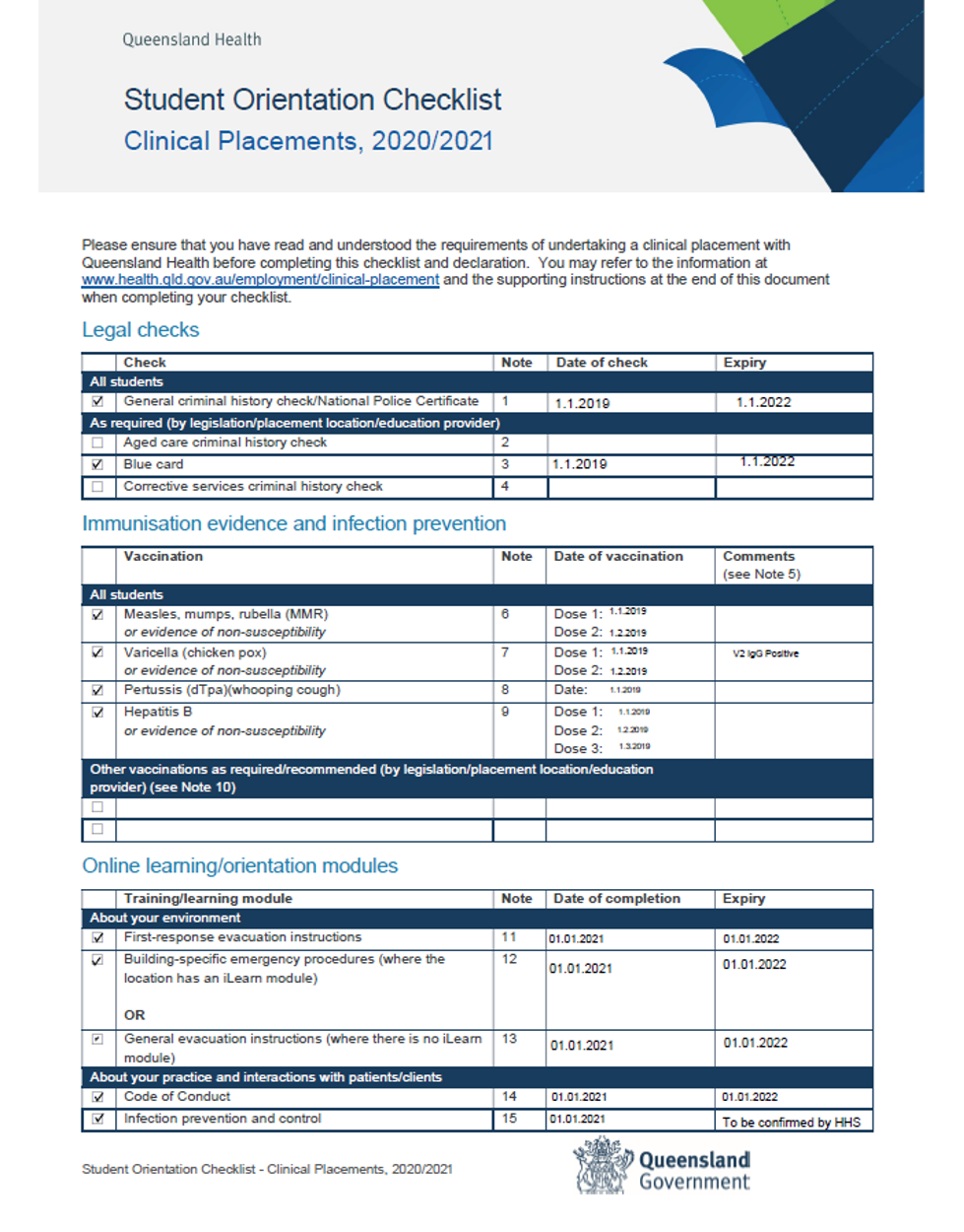 Queensland Health Pre-placement Requirements - Faculty Of Health And ...